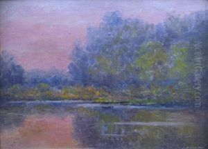 Sunset On The Lake Border by Constantin Aricescu