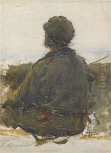 Study Of A Seated Man by Abram Efimovich Arkhipov