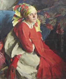 Peasant Woman With A Green Shawl by Abram Efimovich Arkhipov