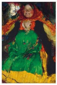 Peasant Woman In A Green Sarafan by Abram Efimovich Arkhipov