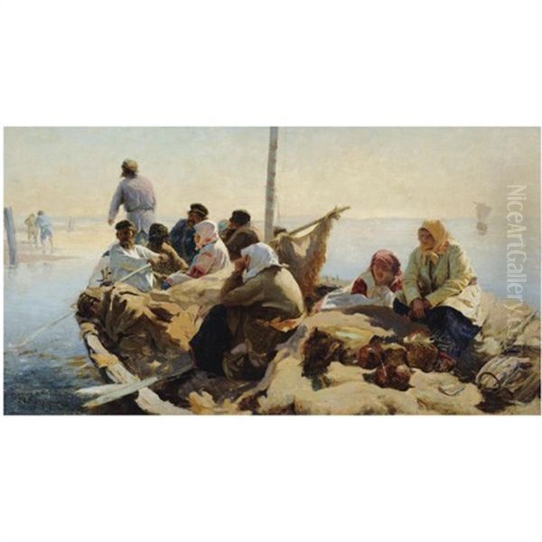 On The River Oka by Abram Efimovich Arkhipov