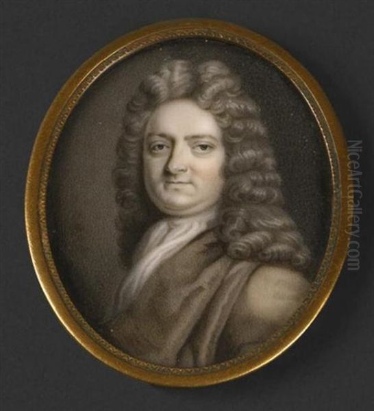 Portrait D'homme De Qualite En Manteau D'interieur Et Importante Perruque A Rouleaux - view 1