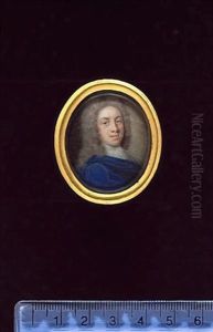 A Gentleman, Wearing Blue Cloak, White Lace Cravat And Full-bottomed Powdered Wig A Gentleman, Wearing Blue Cloak, White Lace Cravat And Full-bottomed Powdered Wig