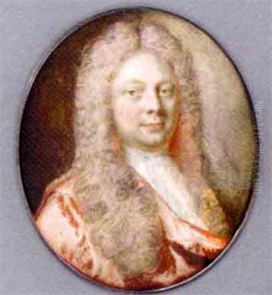 Sir John Shadwell In Red Silk Cloak And White Cravat, Full-bottomed Powdered Wig - view 1