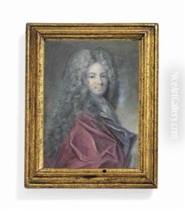 A Young Gentleman, In Red Robes, White Cravat, Full-bottomed Powdered Curling Wig