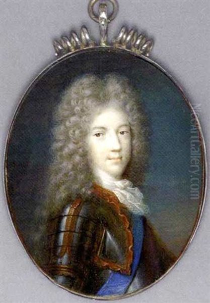 Prince James Francis Edward Stuart In Gilt-studded Armour And Lace Cravat, Wearing The Blue Sash Of The Order Of The Garter, Full Bottomed Powdered Curling Wig - view 1