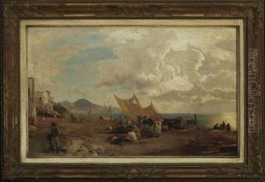 Am Strand Von Neapel. by Oswald Achenbach
