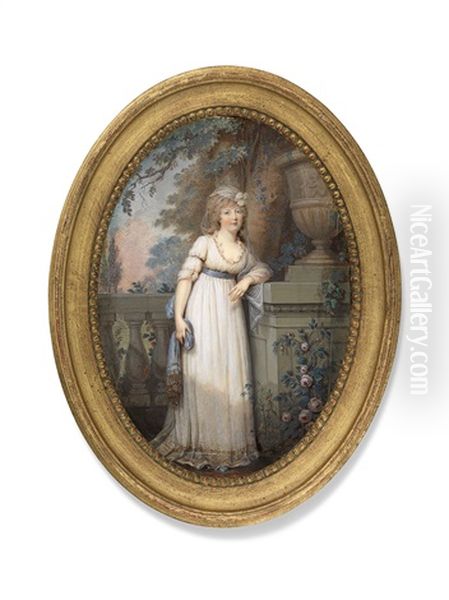 A Lady, Full-length In A White Dress, In A Garden Landscape - view 1
