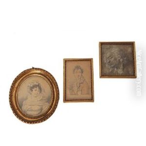 Miniature Portrait Of A Young Woman by Louis Ami Arlaud-Jurine