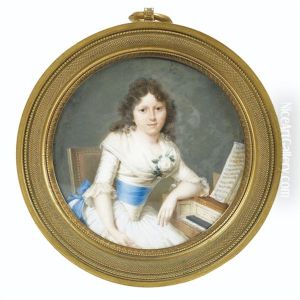 Une Jeune Femme Accoudee A Son Clavecin by Louis Ami Arlaud-Jurine