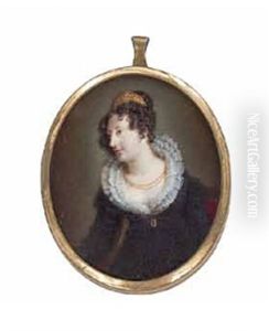 Halbportrat Einer Vornehmen Dame Im Empirekleid Mit Spitzenkragen Und Diadem by Louis Ami Arlaud-Jurine