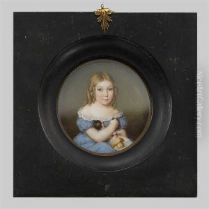 Portrat Eines Blonden Madchen Mit Korkzieherlocken Und Einer Puppe Im Arm