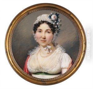 A Lady In White Mull Gown With Embroidered Gauze Van Dyck Collar
