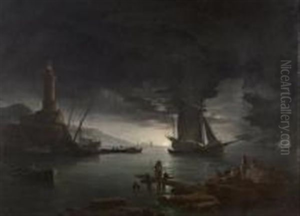 Lever De Lune Sur Un Port Mediterraneen - view 1