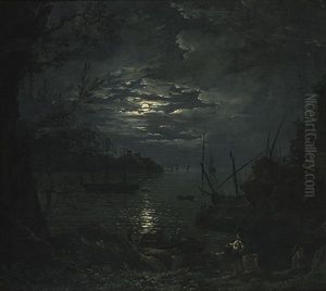 Marine Au Clair De Lune by Jean Henry d' Arles
