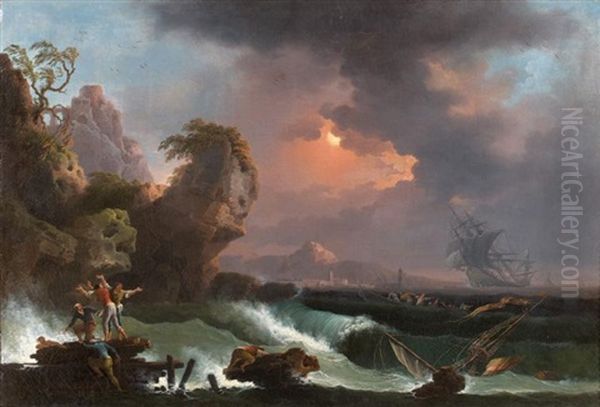 Scene De Naufrage Sur Un Rivage Mediterraneen - view 1