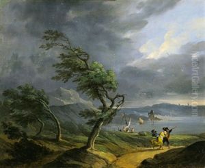 Kustenlandschaft Mit Figuren Bei Sturm Kustenlandschaft Mit Figuren Bei Sturm