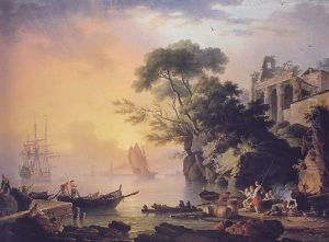 Pecheurs Dans Un Port Mediterraneen Dominee Par Des Ruines Antiques