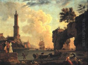 Port Mediterraneen Avec Des Pecheurs Tirant Une Barque Sur Le Rivage
