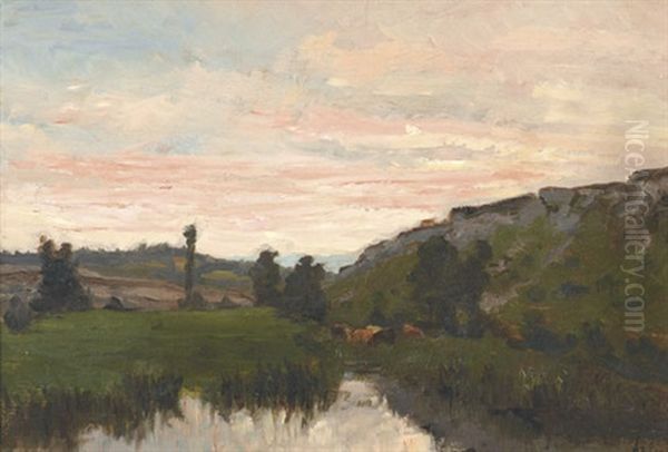 Flusslandschaft Im Abendrot - view 1