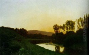 River Landscape by Ernest Emile Armand-Delille