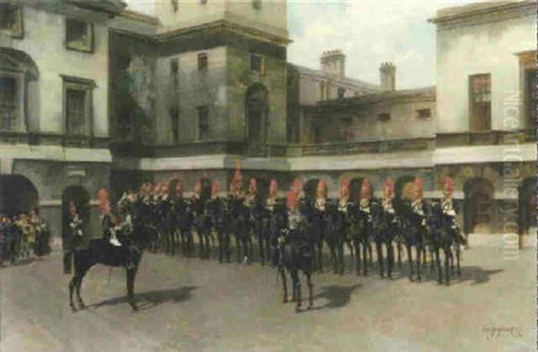 The Royal Horse Guards, Guard Mounting Parade, Whitehall - view 1