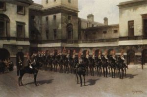 The Royal Horse Guards, Guard Mountain Parade, Whitehall by Edouard Armand-Dumaresq