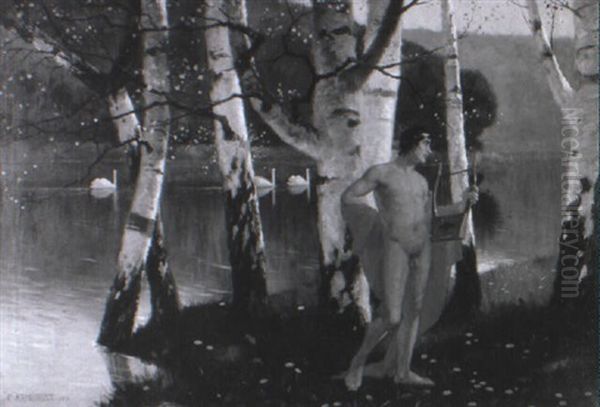 Leierspieler In Birkenwald An Einem Flus - view 1