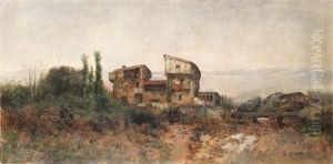 A Country House In A Landscape by Jose Armet Portanel