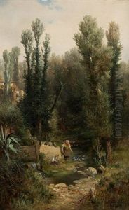 Dando De Comer A Las Palomas by Jose Armet Portanel