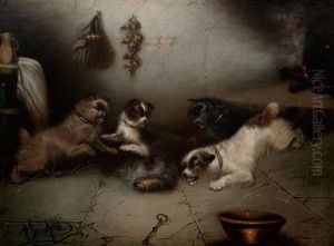 Terrier Ratting In A Barn Each by Edward Armfield