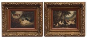 Terriers With Fox And Pheasant In Woodland by Edward Armfield