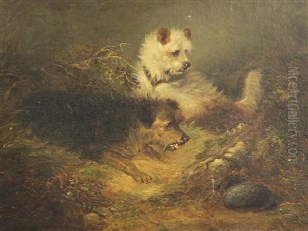 Terriers Beside A Rabbit Hole - view 1