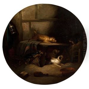 Terriers In A Barn by Edward Armfield