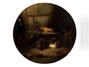 Terriers In A Barn by Edward Armfield