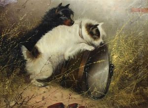 Two Terriers Ratting (pair)