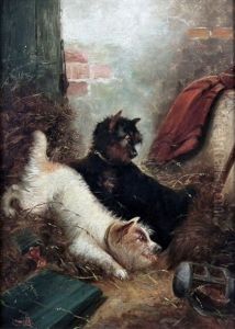 Terriers In A Barn by Edward Armfield