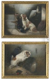 Two Spaniels And Two Terriers: A Pair by Edward Armfield