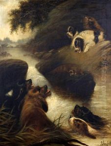 Terriers Ratting (+ An Otter Hunt; Pair) by Edward Armfield