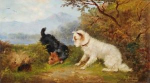 Zwei Terrier Vor Dem Fuchsbau by Edward Armfield
