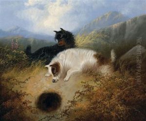 Terriers At A Rabbit Hole by Edward Armfield