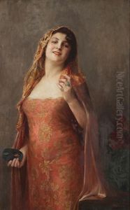 Woman With Mask by Melle Georges Achille-Fould
