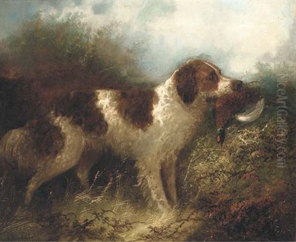 A Spaniel With A Pheasant - view 1