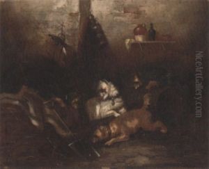Terriers Ratting In A Barn by Edward Armfield