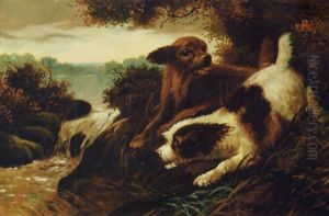 Spaniels By A Lake by Edward Armfield