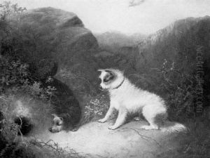 Two Terriers In Pursuit Of Prey