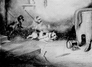 Terriers Chasing A Mouse by Edward Armfield