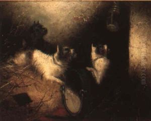 Terriers In A Barn by Edward Armfield