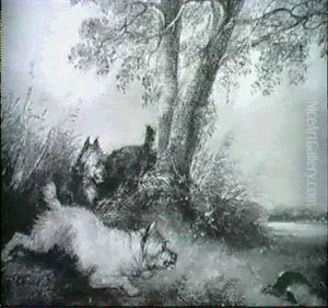 Terriers Chasing A Rabbit by Edward Armfield