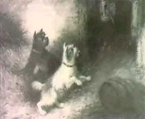 Terriers Ratting In A Barn